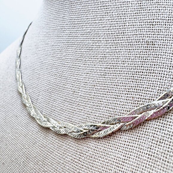 Sterling Silver 925 Braided Flattened Curb Link Chain 5mm Size 17.5" Length - Picture 2 of 11